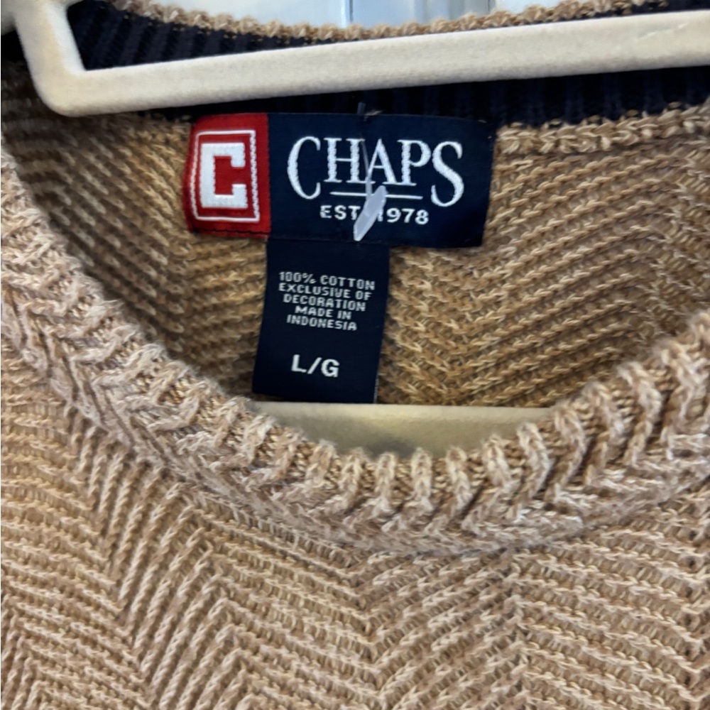 Classic Ralph Lauren Chaps Herringbone sweater Y2K, Large 100% cotton - Picture 2 of 6